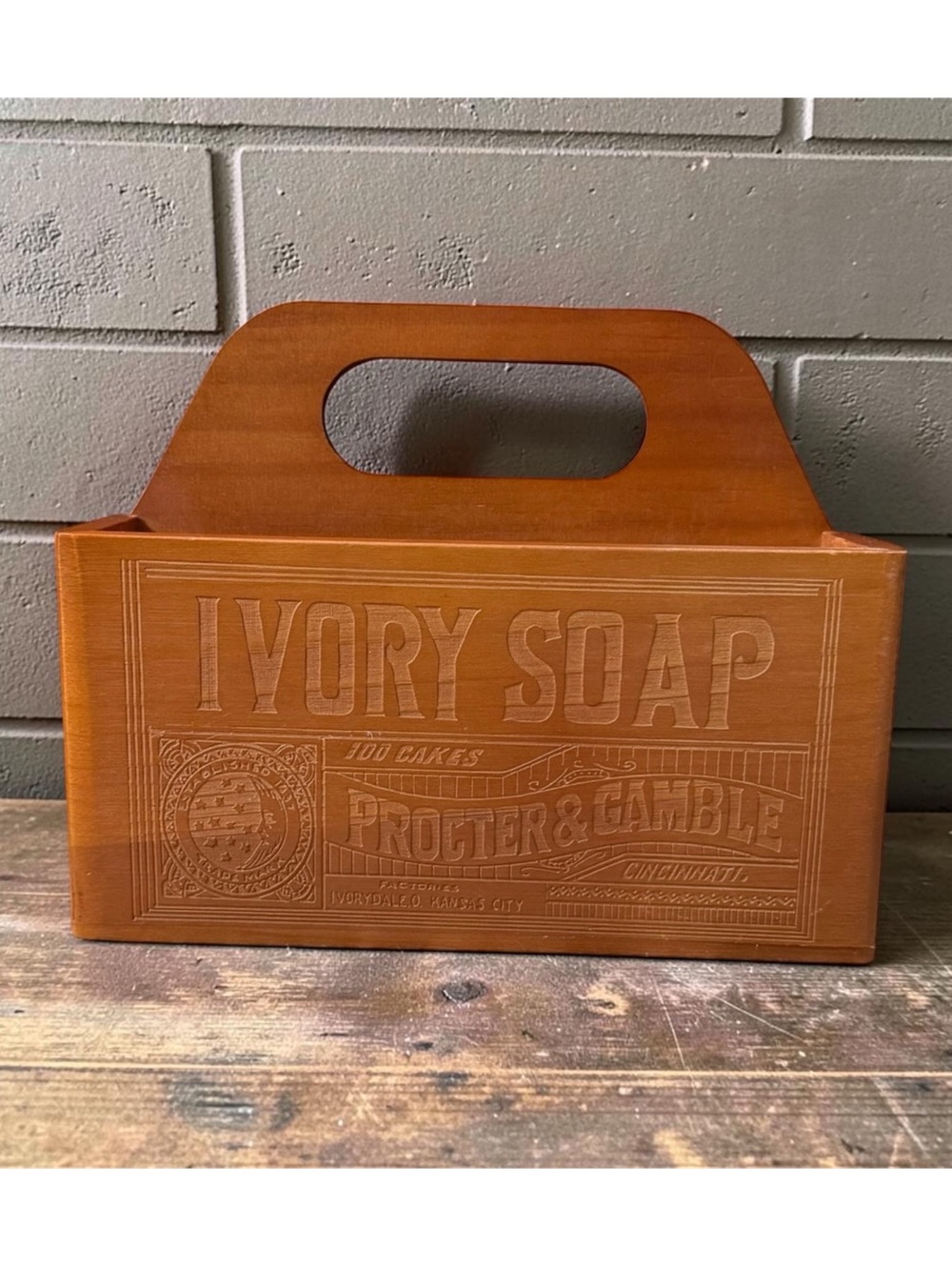 P&G Procter & Gamble Ivory Soap Wood Caddy Box Organizer Storage Cincinnati